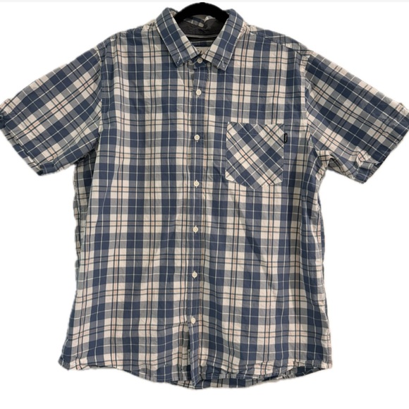 Hurley Other - Hurley Men's short sleeve button up shirt plaid blue, white, peach